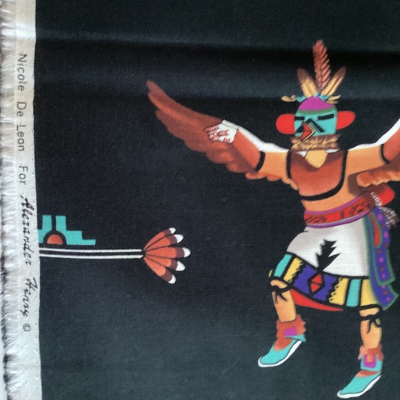 Nicole De Leon for Alexander Henry Fabric American Indian Native Design on Black - Picture 5 of 5